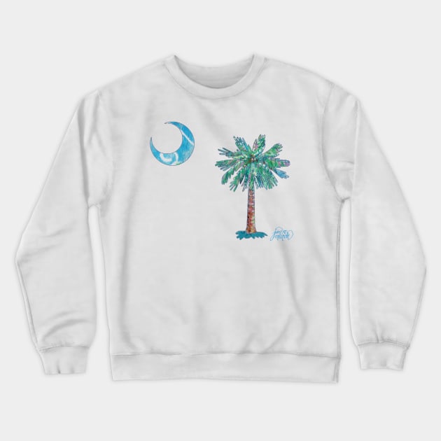 Palmetto Tree and Moon by Jan Marvin Crewneck Sweatshirt by janmarvin